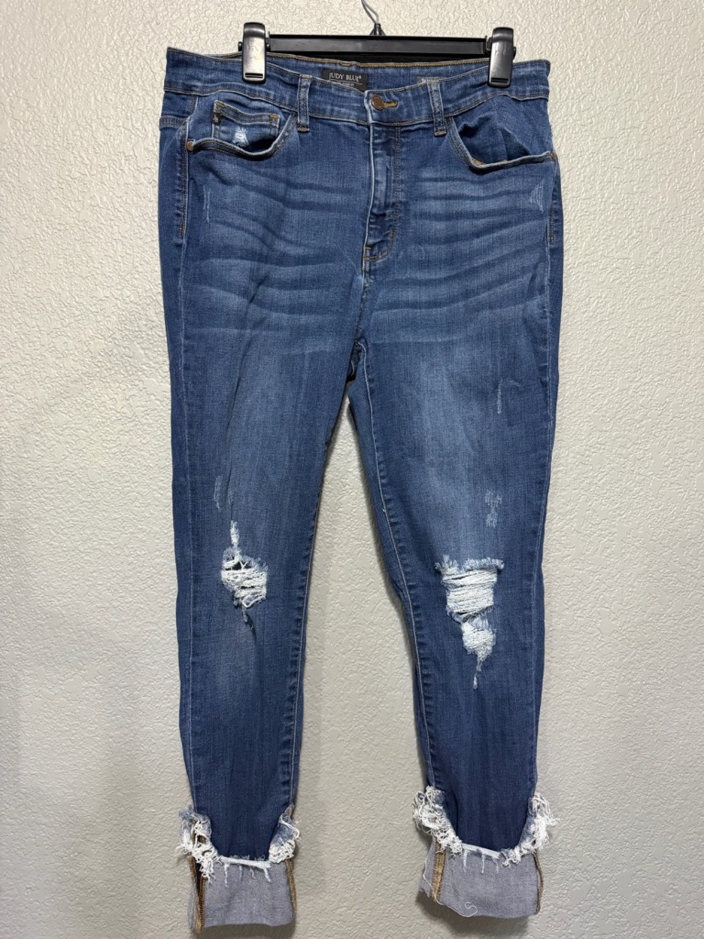 Judy Blue Dark Blue Distressed Boyfriend Jeans